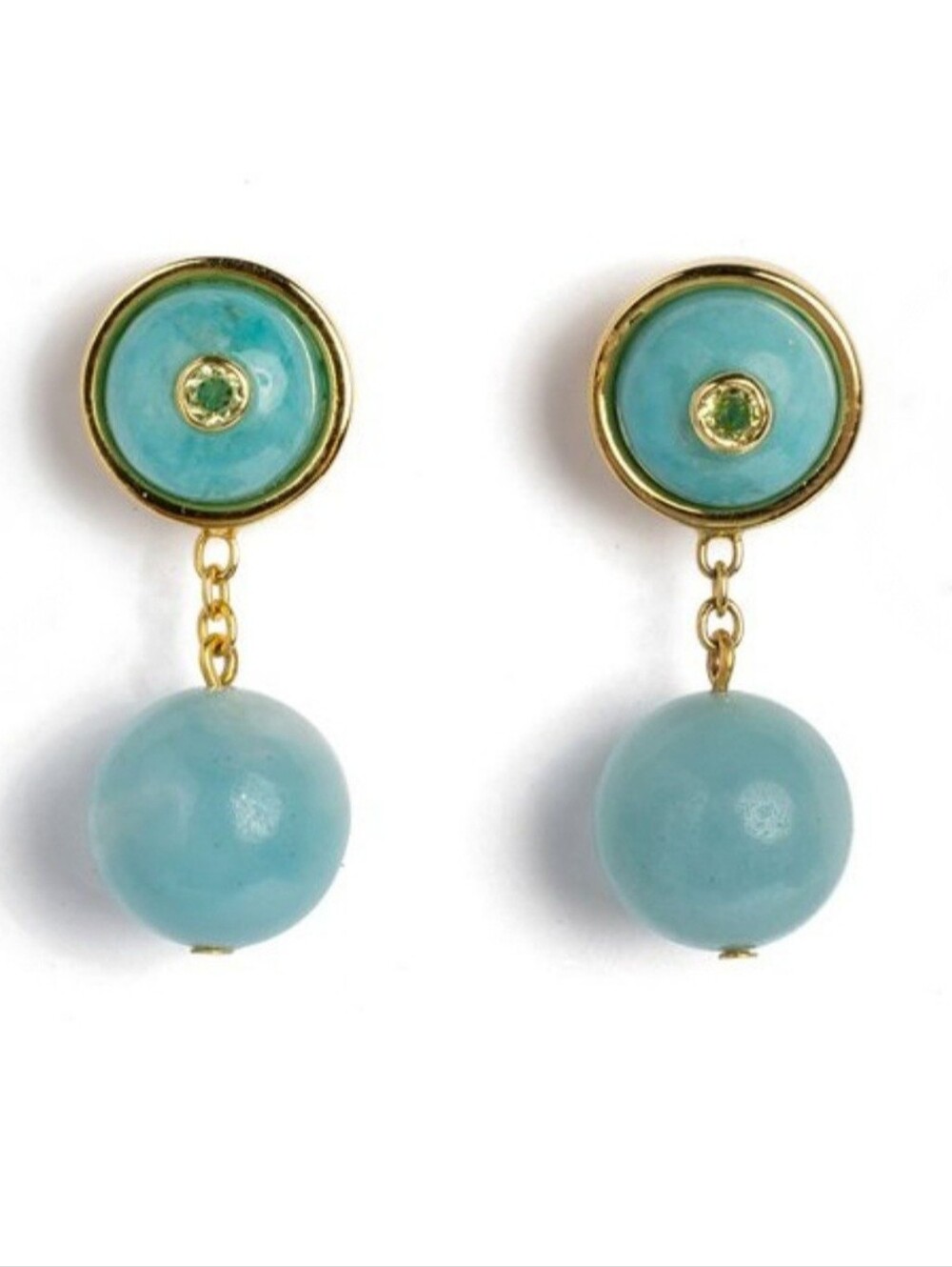 LIZZIE FORTUNATO Yolo Drop Earrings In Gold Vermeil/True Blue